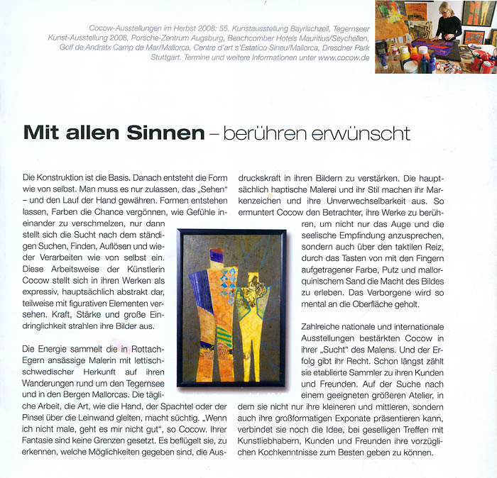 Page from München Süd IV/2008 about COCOW Exhibitions in Autumn of 2008